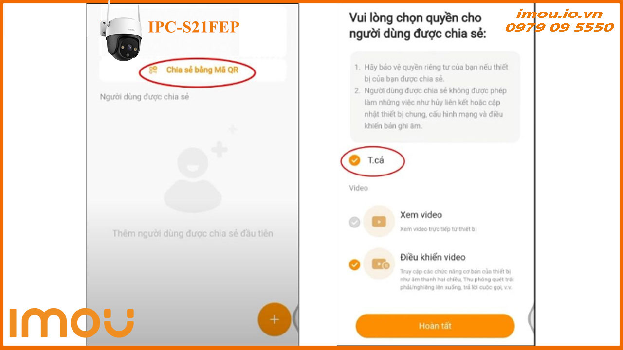 Cách chia sẻ camera Imou IPC-S21FEP cho điện thoại khác