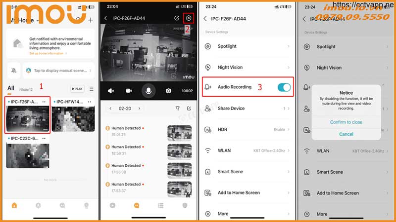 Cách bật/tắt mic ghi âm trong ứng dụng khi dùng với Ranger Mini 3MP