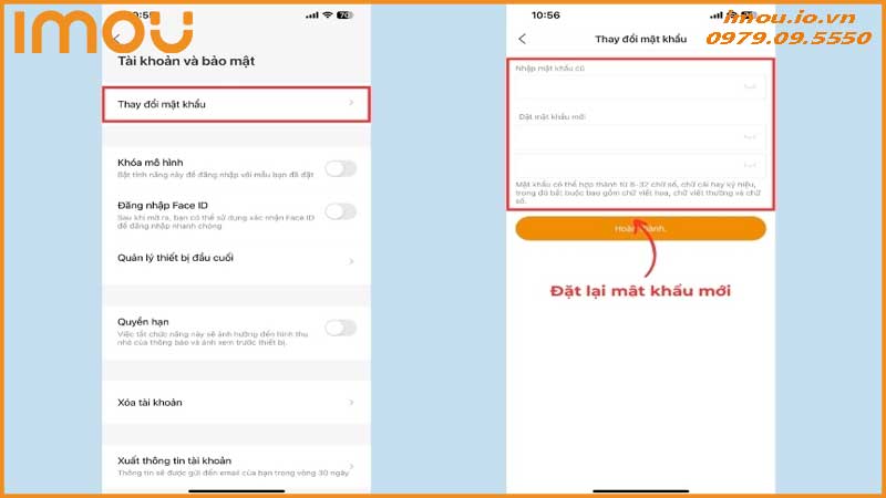Hướng dẫn đổi mật khẩu tài khoản Imou Life bảo vệ Imou DB61i