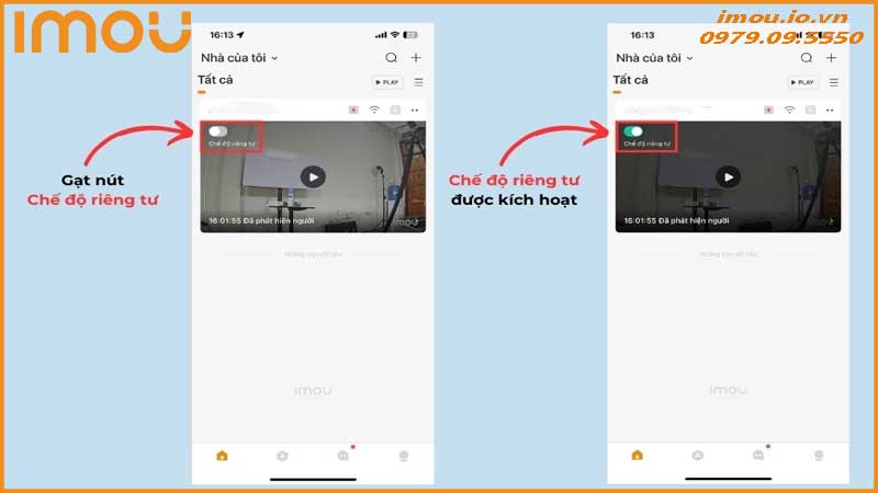 Thiết lập chế độ riêng tư cho chuông cửa Imou DB61i